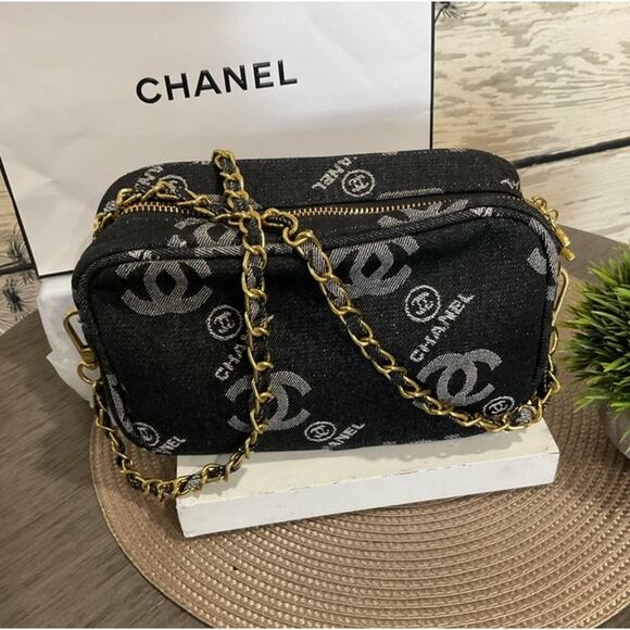 Black Chanel Denim Crossbody Bag with Gold Chain. *GWP* - Picture 1 of 1